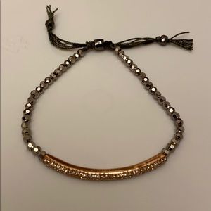 Bead and gold bar bracelet.